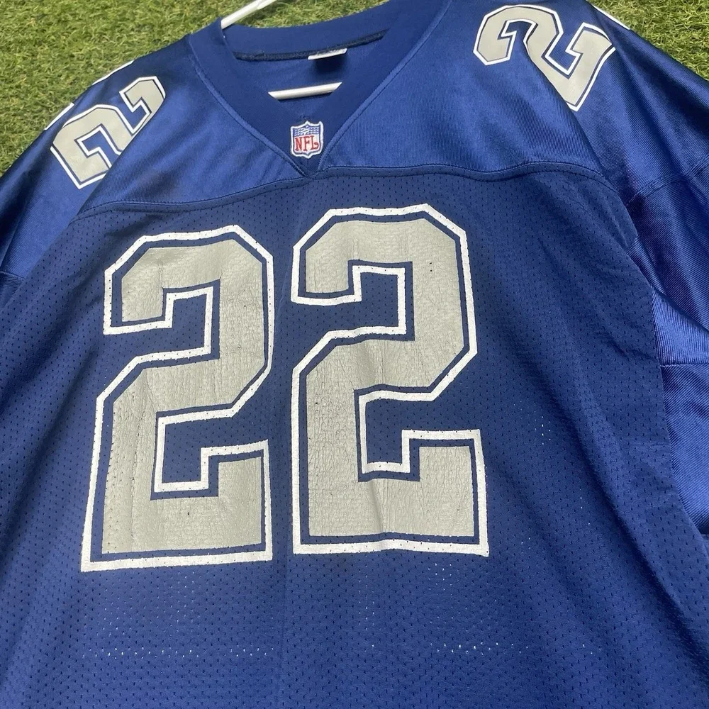 Vintage Russell Athletic Dallas Cowboys Jersey Mens 48 Emmitt Smith #22 Blue USA